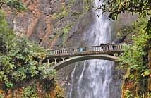 Famous Benson Bridge at Multnomah Falls - Historic Columbia River Highway, Oregon