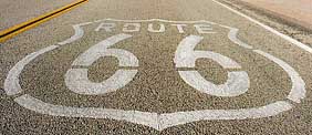 Route 66 marker at Cadiz, CA