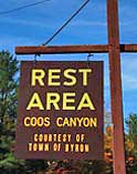 Coos Canyon Rest Area Sign