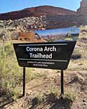 Corona Arch Trailhead Sign - Moab, Utah