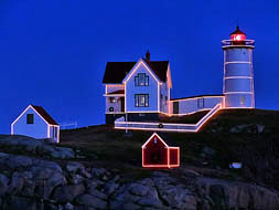 Traditional Holiday Lights - Cape Neddick Lighthouse, Maine