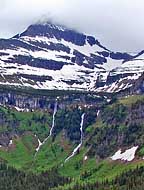 Roadside Mountain and Waterfalls - Glacier National Park, MT