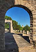 Ha Ha Tonka Castle Arch with water tower in the distance