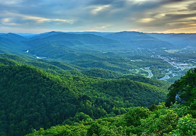 Pinnacle Overlook toward Middlesboro, Kentucky - Cumberland Gap Historical Park, Kentucky