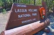 Lassen Volcanic National Park north entry sign  - Mineral, California