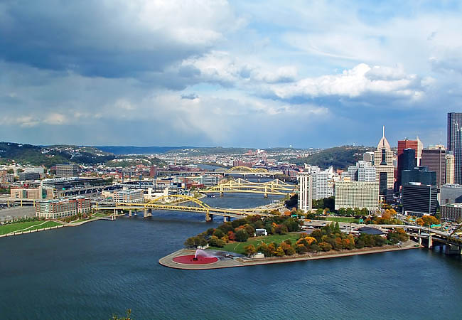 Point Park, where the Allegheny and Monongahela meet and form the Ohio River - Pittsburgh, Pennsylvania