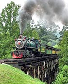 Tweetsie Railroad Locomotive crossing over a tressel